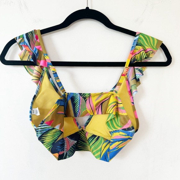 5 For $50🔥 NWOT Aerie Tropical Floral Ruffle Longline Bikini Top S - Picture 5 of 8